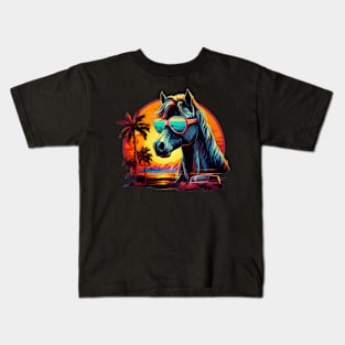 Retro Wave Mustang Horse Kids T-Shirt